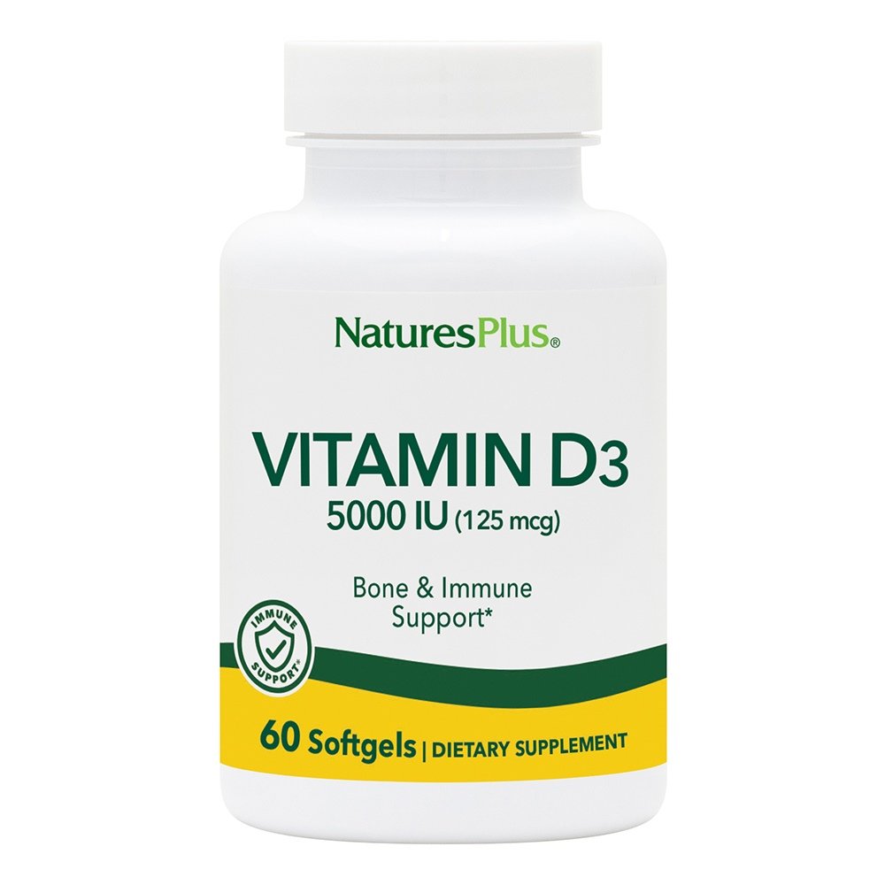 Natures Plus Vitamin D3 5000IU για την Καλή Υγεία των Οστών & Τόνωση του Ανοσοποιητικού, 60softgels