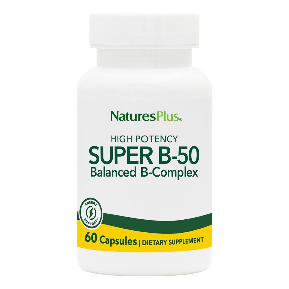 Natures Plus Super B-50 Complex Σύμπλεγμα Βιταμινών Β, 60caps