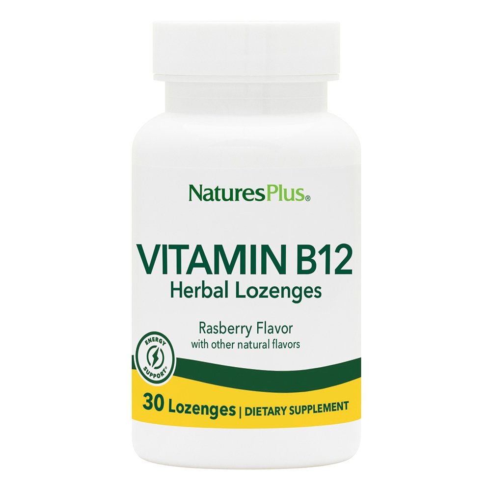 Natures Plus Vitamin B-12 1000mcg Συνεργικός Συνδυασμός Βιταμίνης Β12 με Βότανα, 30 παστίλιες