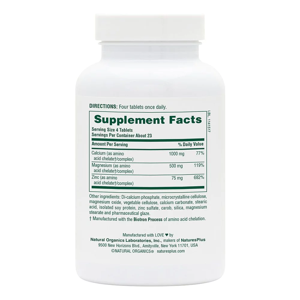 Natures Plus Cal/Mag Zinc Διατροφική Φόρμουλα με Ασβέστιο, Μαγνήσιο & Ψευδάργυρο, 90tabs
