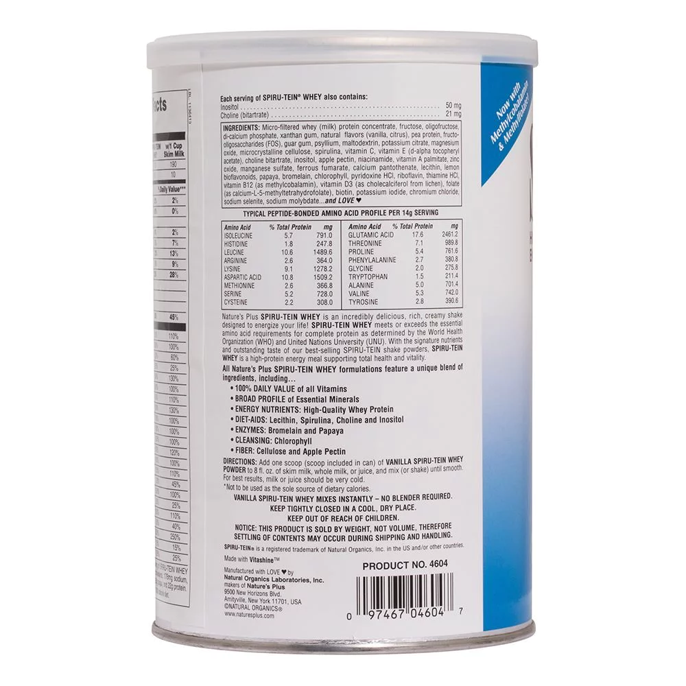 Natures Plus Spiru-Tein Whey Vanilla Ρόφημα Πρωτεΐνης με Βανίλια, 476 gr Natures Plus Spiru-Tein Whey Vanilla Ρόφημα Πρωτεΐνης με Βανίλια, 476 gr
