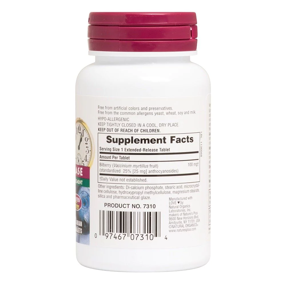 Natures Plus Herbal Actives Bilberry Extended Release 100mg Πλούσια Πηγή Αντιοξειδωτικών, 30tabs Natures Plus Herbal Actives Bilberry Extended Release 100mg Πλούσια Πηγή Αντιοξειδωτικών, 30tabs
