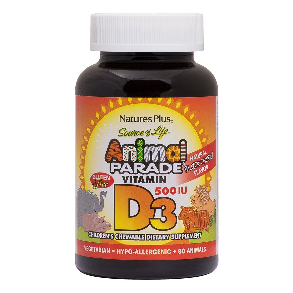 Natures Plus Animal Parade Vitamin D3 500iu Βιταμίνη D3 με Γεύση Μαύρο Κεράσι, 90chew.tabs