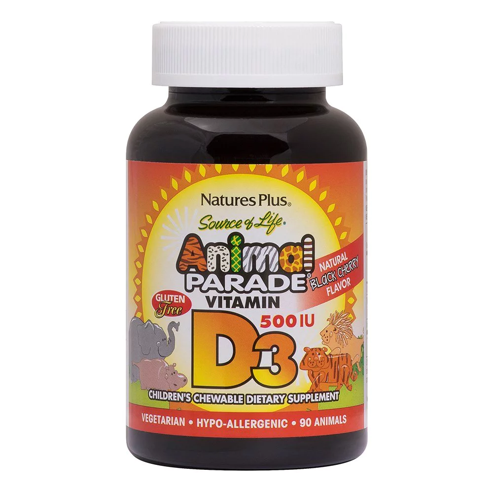Natures Plus Animal Parade Vitamin D3 500iu Βιταμίνη D3 με Γεύση Μαύρο Κεράσι, 90chew.tabs Natures Plus Animal Parade Vitamin D3 500iu Βιταμίνη D3 με Γεύση Μαύρο Κεράσι, 90chew.tabs