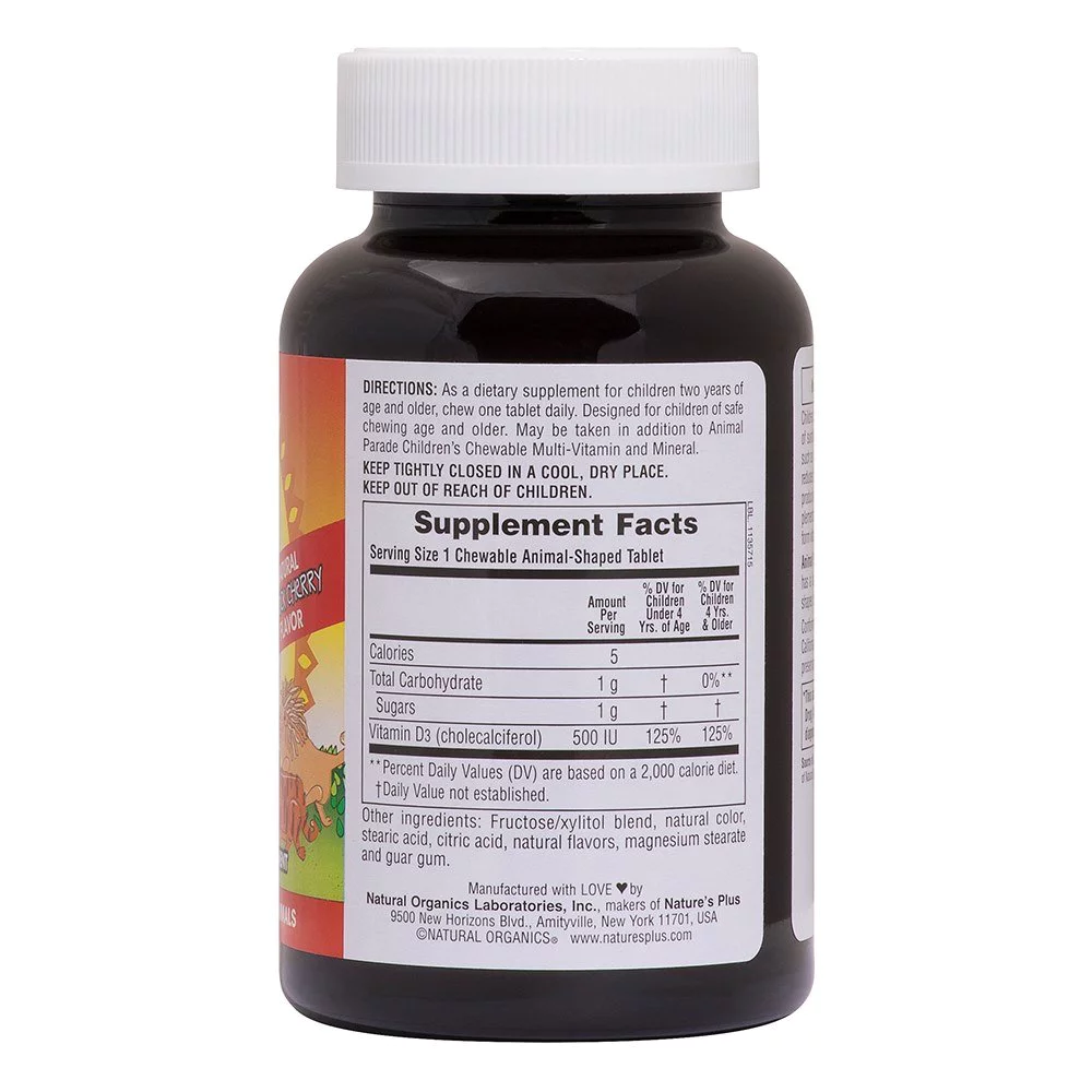 Natures Plus Animal Parade Vitamin D3 500iu Βιταμίνη D3 με Γεύση Μαύρο Κεράσι, 90chew.tabs Natures Plus Animal Parade Vitamin D3 500iu Βιταμίνη D3 με Γεύση Μαύρο Κεράσι, 90chew.tabs