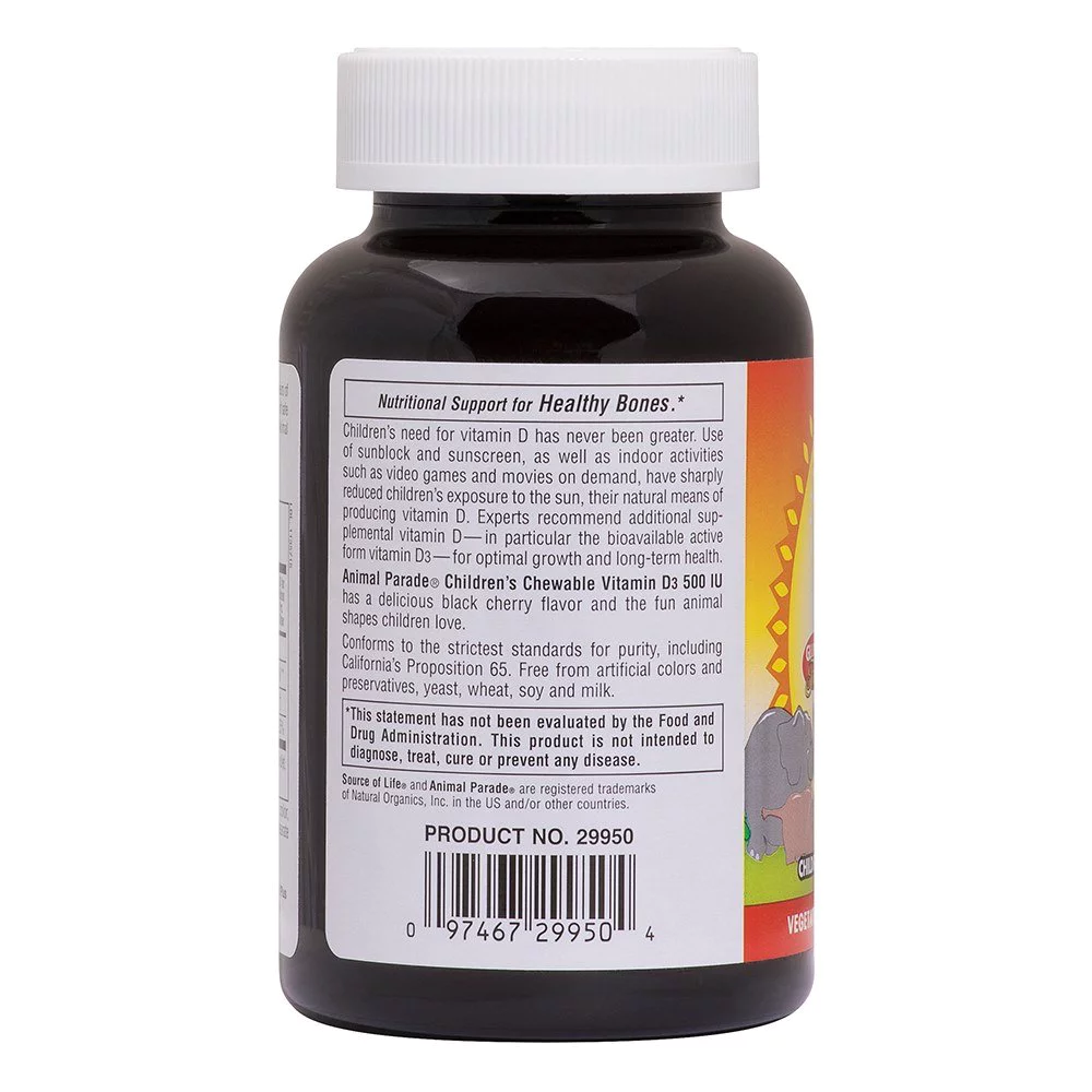 Natures Plus Animal Parade Vitamin D3 500iu Βιταμίνη D3 με Γεύση Μαύρο Κεράσι, 90chew.tabs Natures Plus Animal Parade Vitamin D3 500iu Βιταμίνη D3 με Γεύση Μαύρο Κεράσι, 90chew.tabs