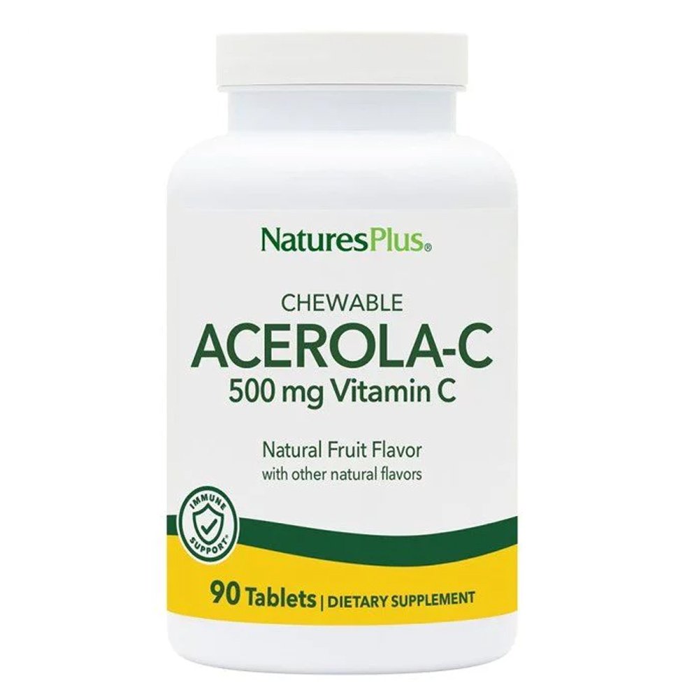 Nature's Plus Acerola C Complex 500mg Μασώμενη Βιταμίνη C από Εκχύλισμα Ασερόλας, 90 tabs