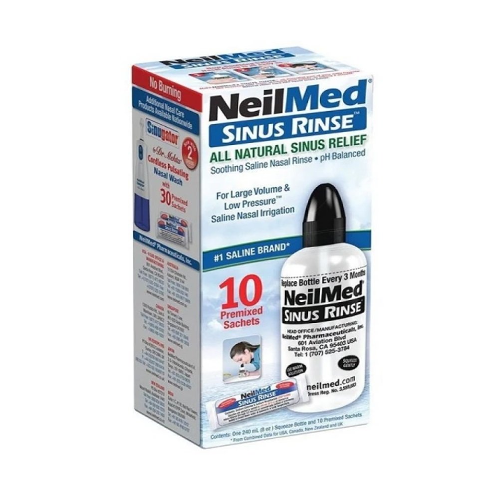  NeilMed Sinus Rinse KIT Σύστημα Φυσικής Θεραπευτικής Ανακούφισης των Ρινικών Παθήσεων, 1τμχ &10 Φάκελοι