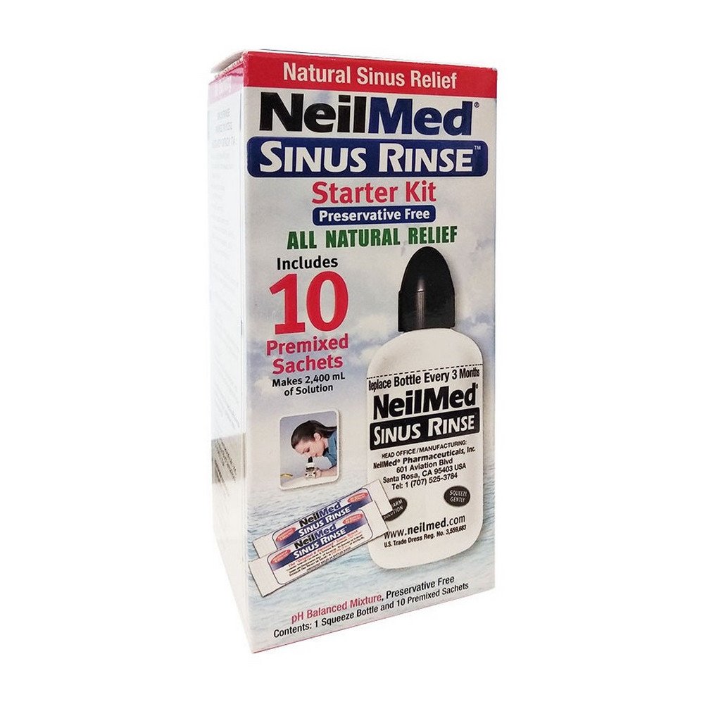 Neilmed Sinus Rinse Σύστημα Ρινικών Πλύσεων για Ενήλικες, 10 Φακελάκια & Συσκευή