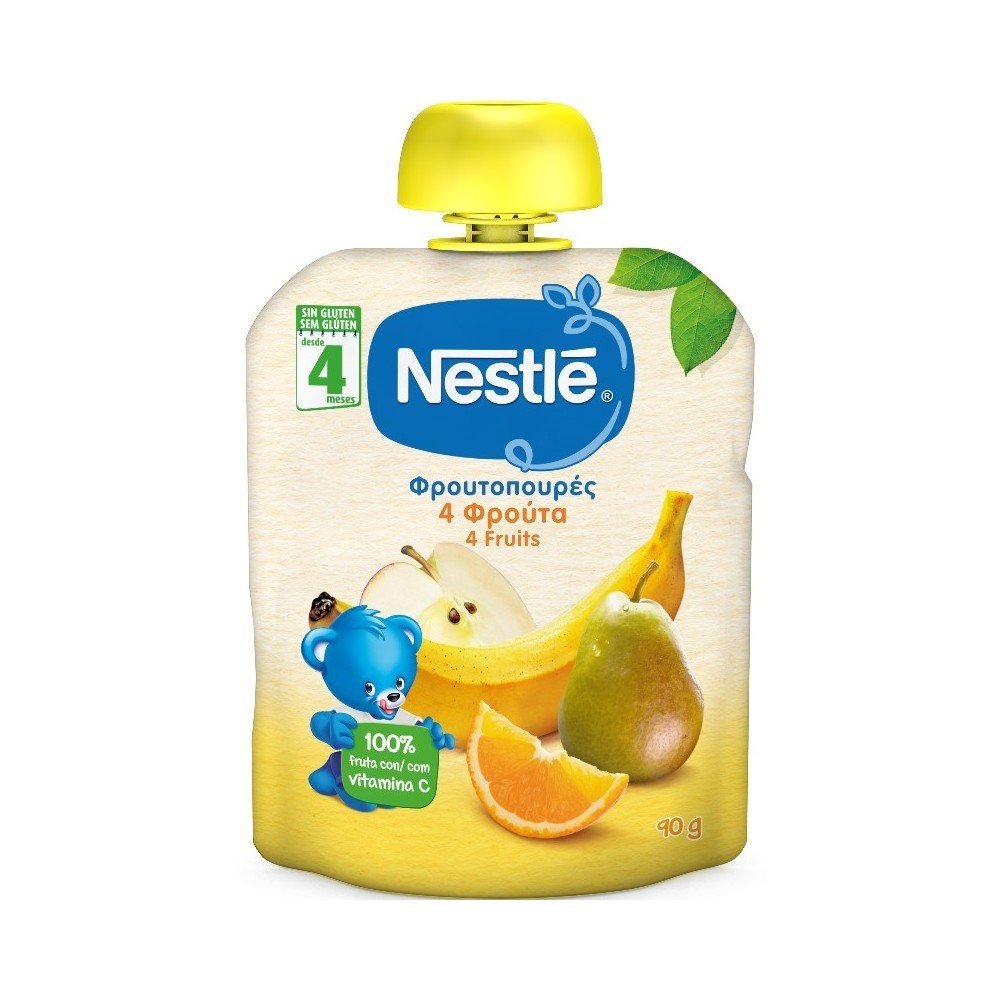 Nestle Φρουτοπουρές NaturNes 4 Φρούτα 6m+, 90gr