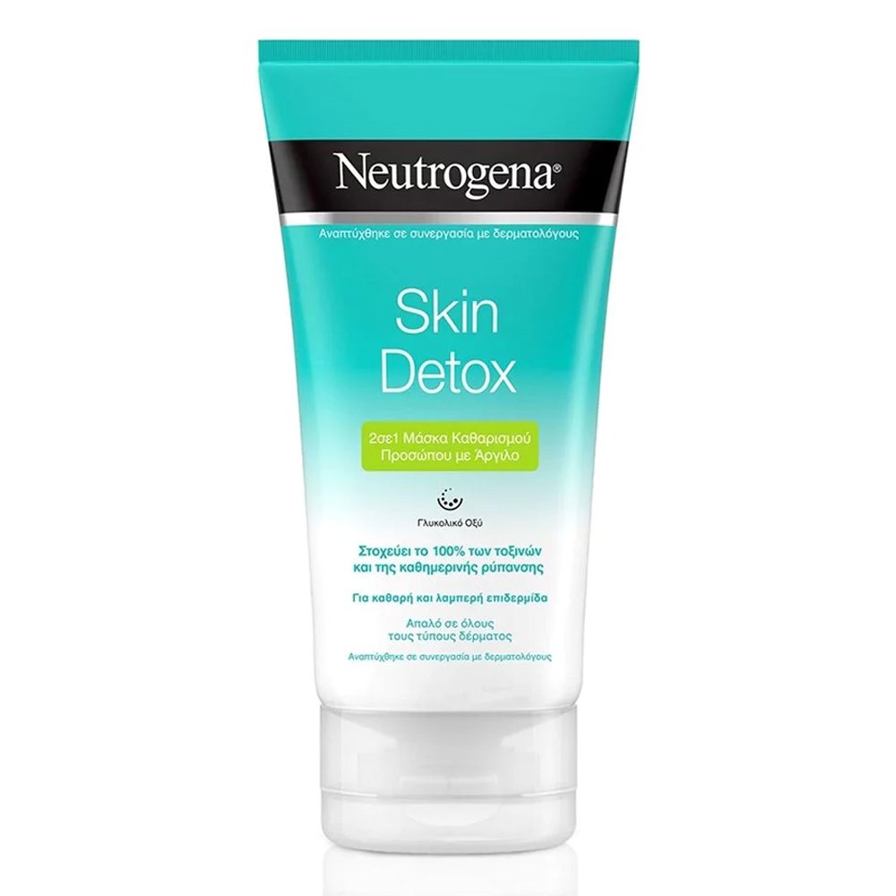 Neutrogena Skin Detox 2 in 1 Clay Wash Mask Μάσκα Καθαρισμού Προσώπου 2 σε 1 με Άργυλο, 150ml