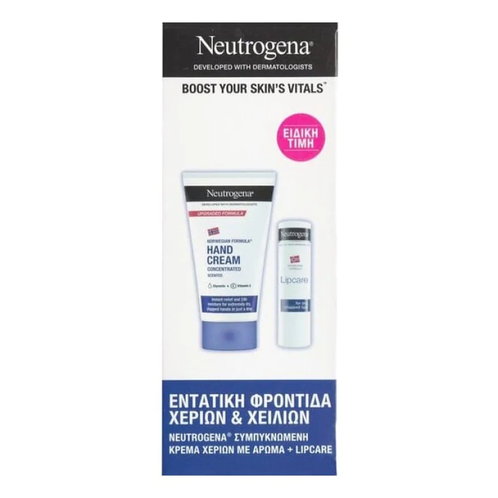 Neutrogena Promo Box με Κρέμα Χεριών 75ml & Lipcare Ενυδατικό Lip Balm Χειλιών 4.8g, 1σετ Neutrogena Promo Box με Κρέμα Χεριών 75ml & Lipcare Ενυδατικό Lip Balm Χειλιών 4.8g, 1σετ