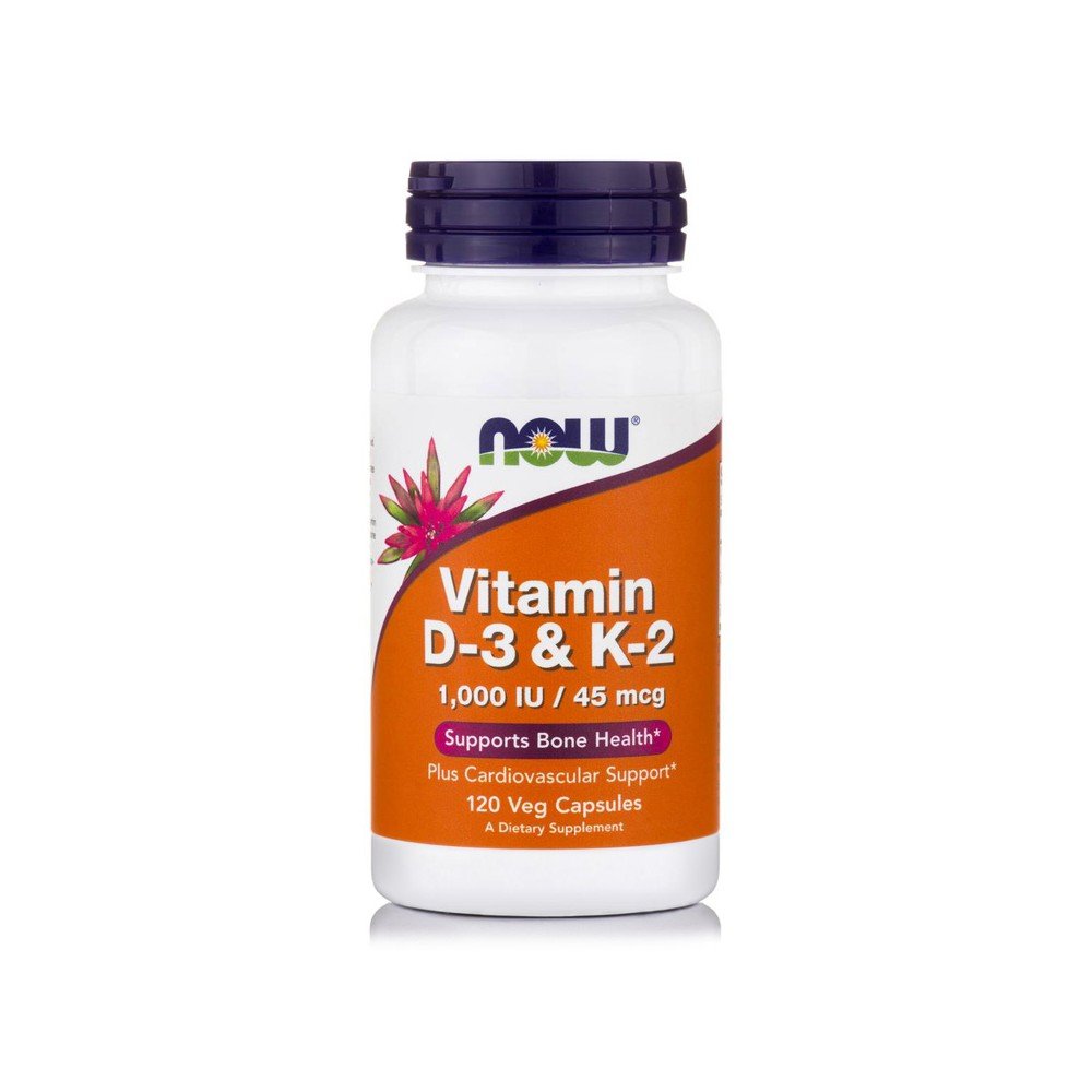 Now Foods Vitamin D3 1000 IU & K2 45mcg, Συμπλήρωμα Διατροφής για την Ενίσχυση του Ανοσοποιητικού & των Οστών, 120 softgels