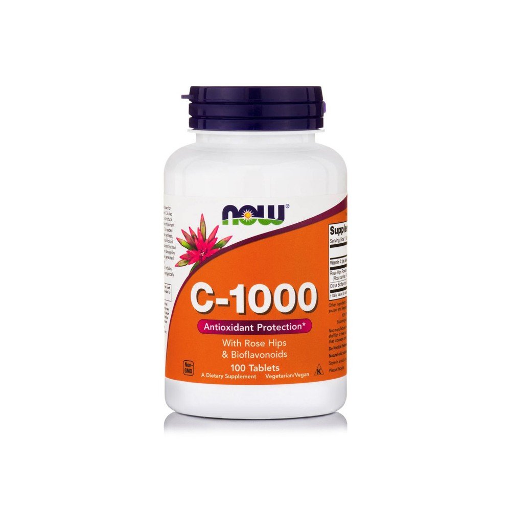 Now Foods Vitamin C 1000 with Rose Hips & Bioflavonoids, Συμπλήρωμα Διατροφής για το Ανοσοποιητικό, 100tabs