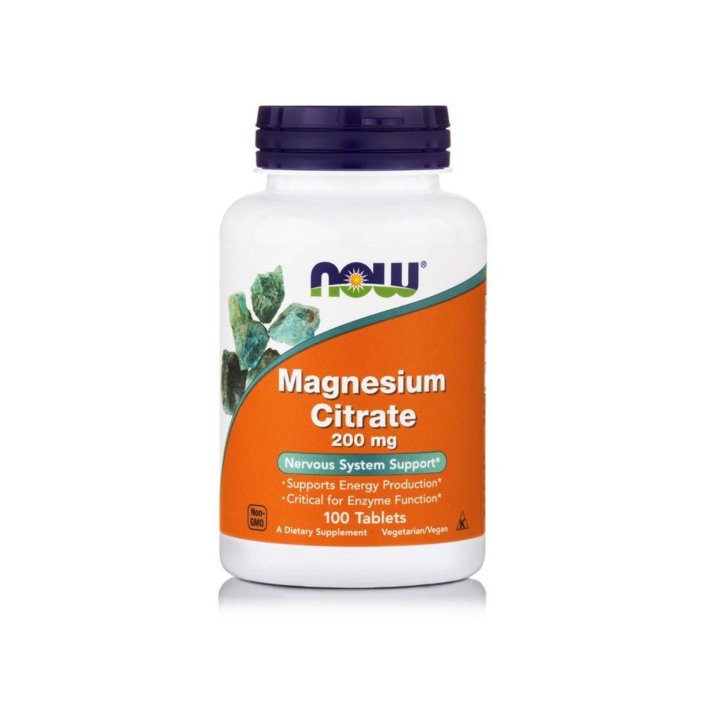 Now Foods Magnesium Citrate 200mg, Συμπλήρωμα Διατροφής Μαγνησίου, 100 Κάψουλες
