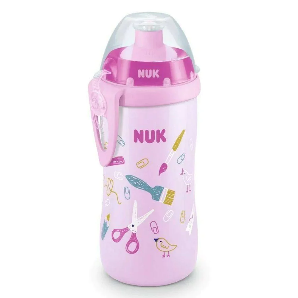 Nuk Junior Cup Εκπαιδευτικό Μπιμπερό με καπάκι Push Pull Ροζ με Εργαλεία 36m+, 300ml Nuk Junior Cup Εκπαιδευτικό Μπιμπερό με καπάκι Push Pull Ροζ με Εργαλεία 36m+, 300ml