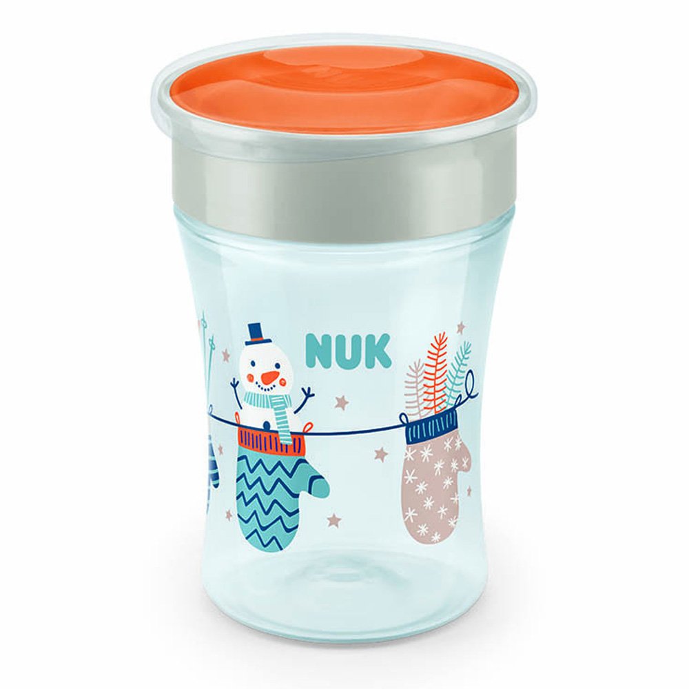 Nuk Magic Cup Snow με Καινοτόμο Χείλος & Καπάκι 8m+ Πορτοκαλί, 230ml