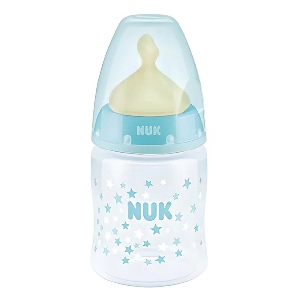 Nuk First Choice+ Πλαστικό Μπιμπερό με Θηλή Latex M 0-6m Μπλε με Αστεράκια, 150ml