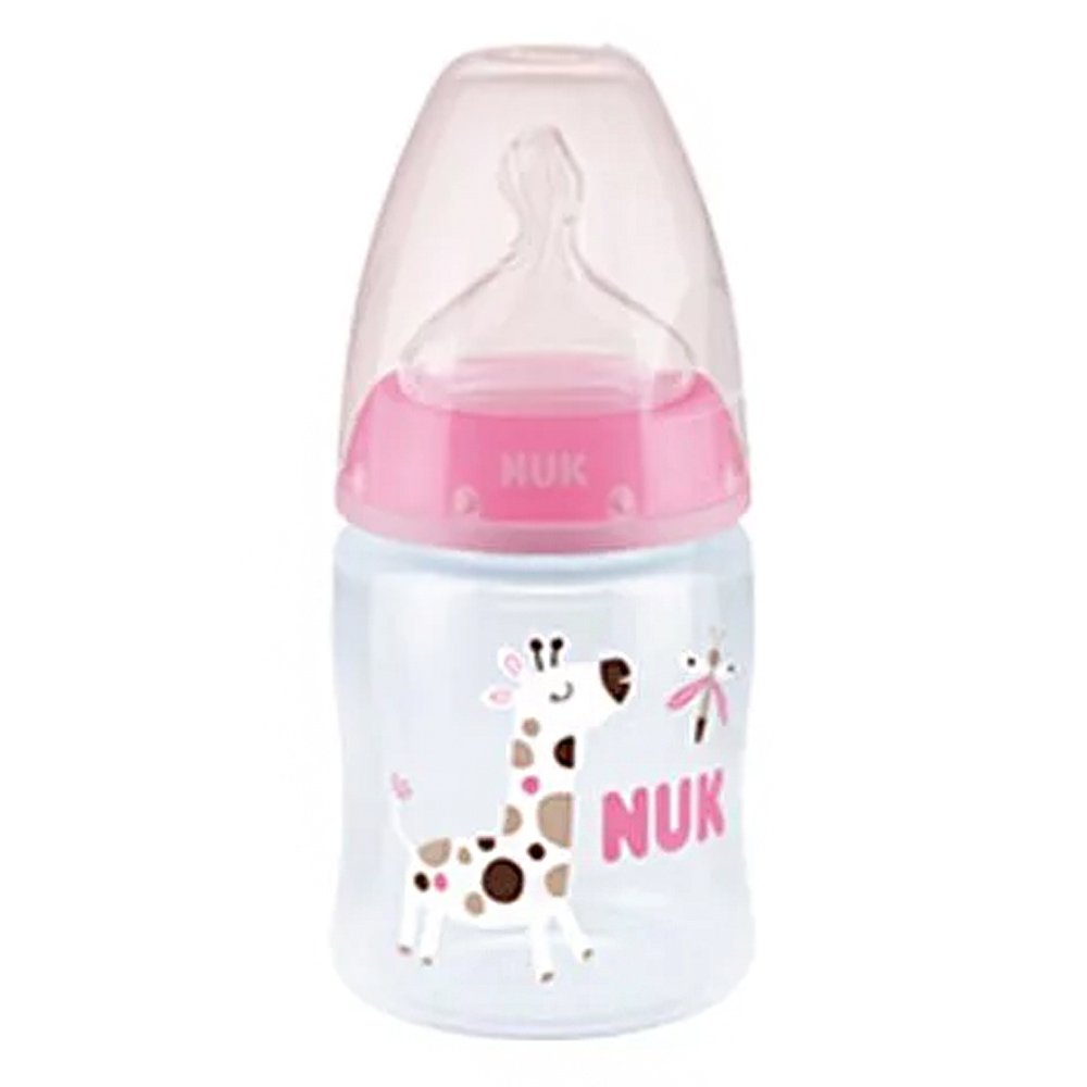 Nuk First Choice Plus Πλαστικό Μπιμπερό με Θηλή Σιλικόνης 150ml Ροζ Λάμα 0-6m, 1τμχ