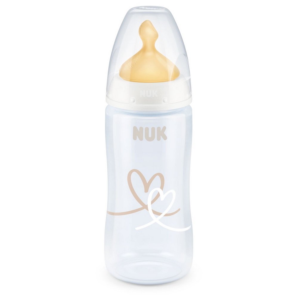 Nuk First Choice+ Μπιμπερό Λάτεξ Temperature Control 0-6m Λευκό Καρδιές, 300ml