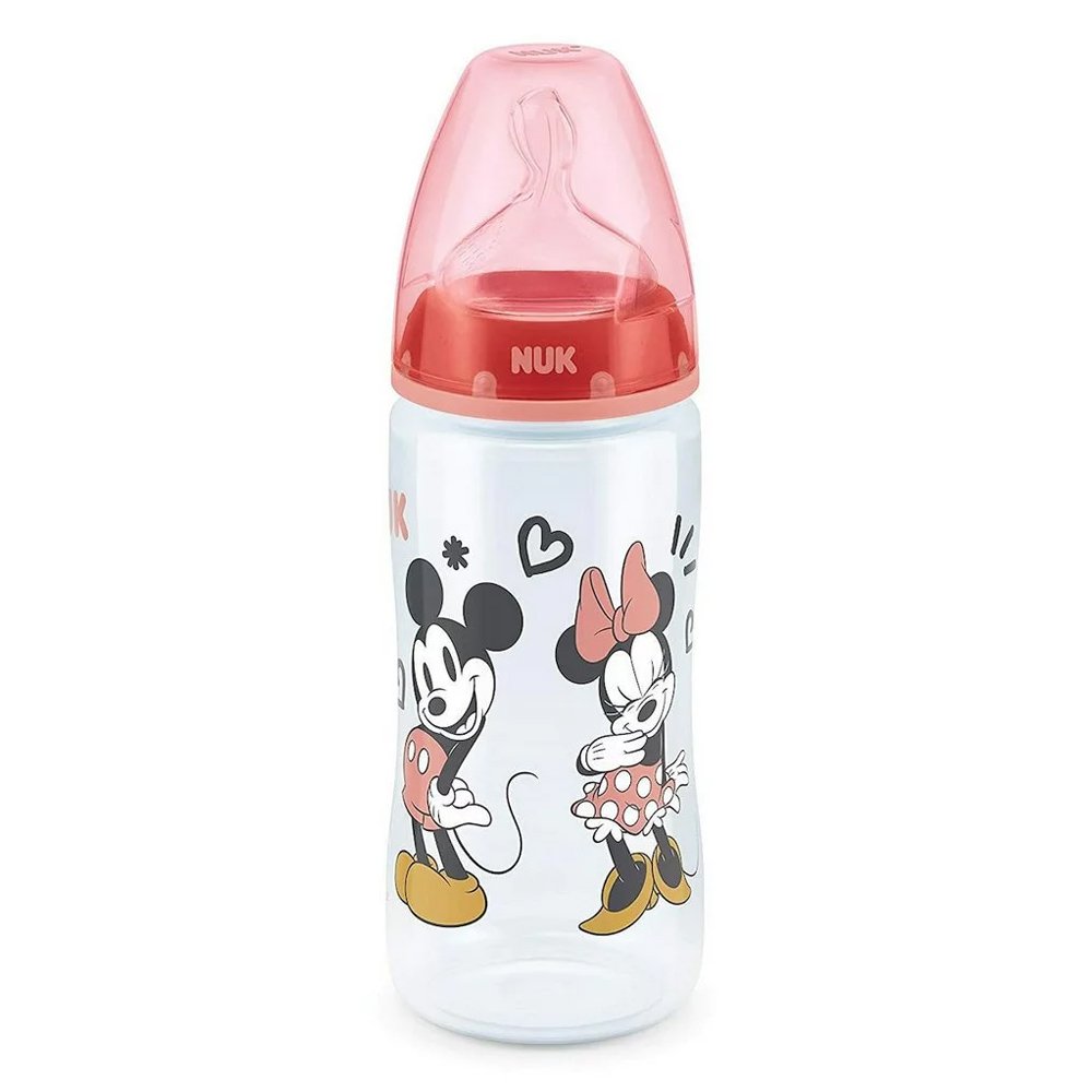 Nuk First Choice Plus Πλαστικό Μπιμπερό Με Θηλή Σιλικόνης 6-18m Κόκκινο Minnie & Mickey, 300ml