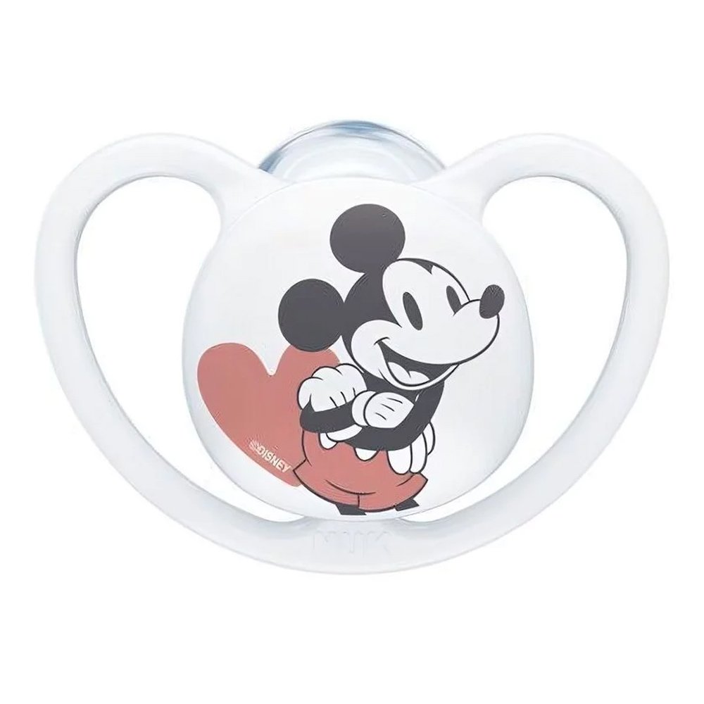 Nuk Mickey Mouse Space Ορθοδοντική Πιπίλα Σιλικόνης για 6-18m Λευκή, 1τμχ