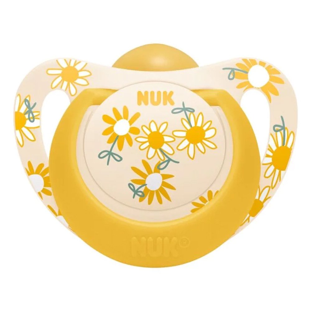 Nuk Star Ορθοδοντική Πιπίλα Latex Κίτρινη με Λουλούδια 6-18m, 1τμχ