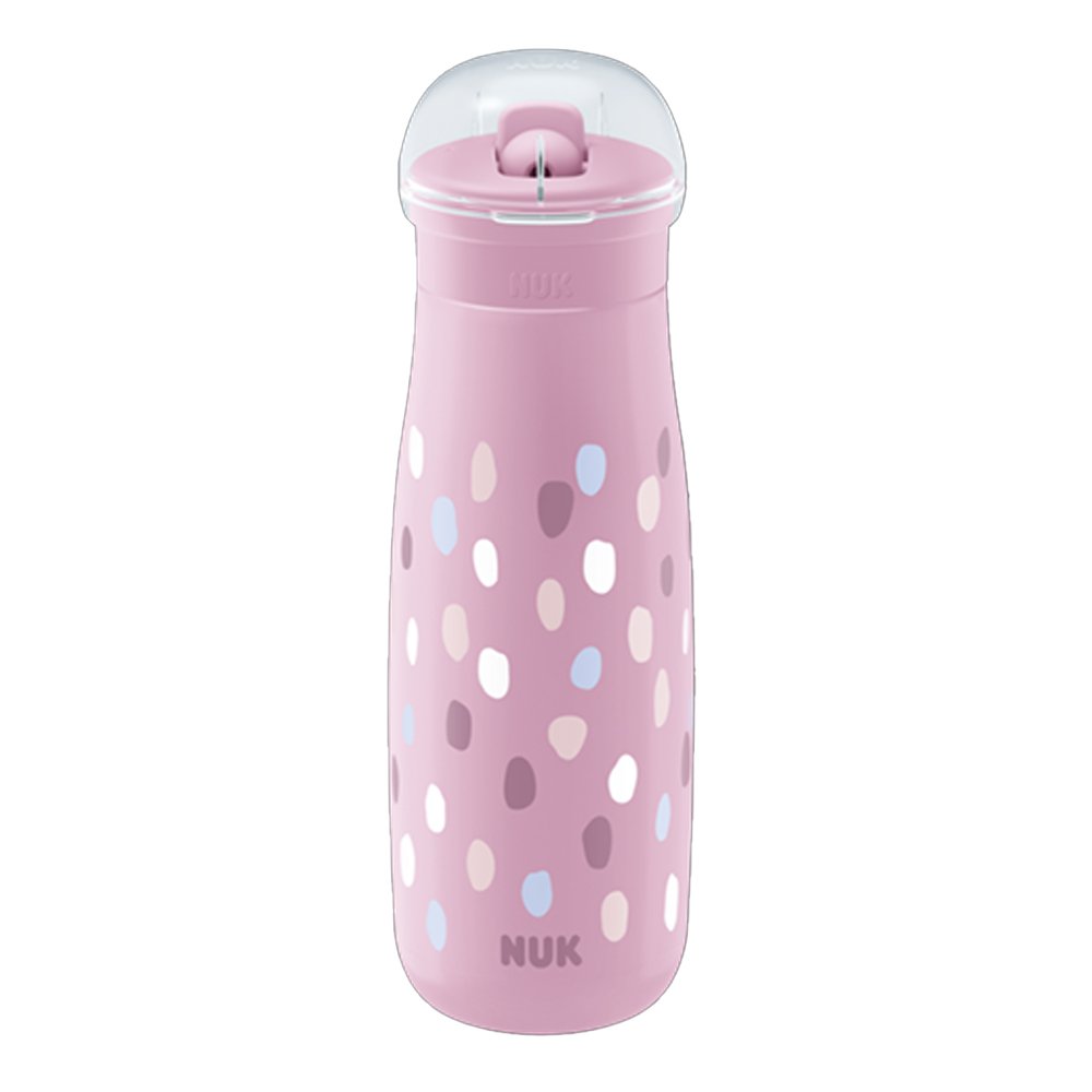 Nuk Mini-Me Flip Cup Drinking Bottle Aθλητικό Παγουράκι Ροζ Πουά, 450ml