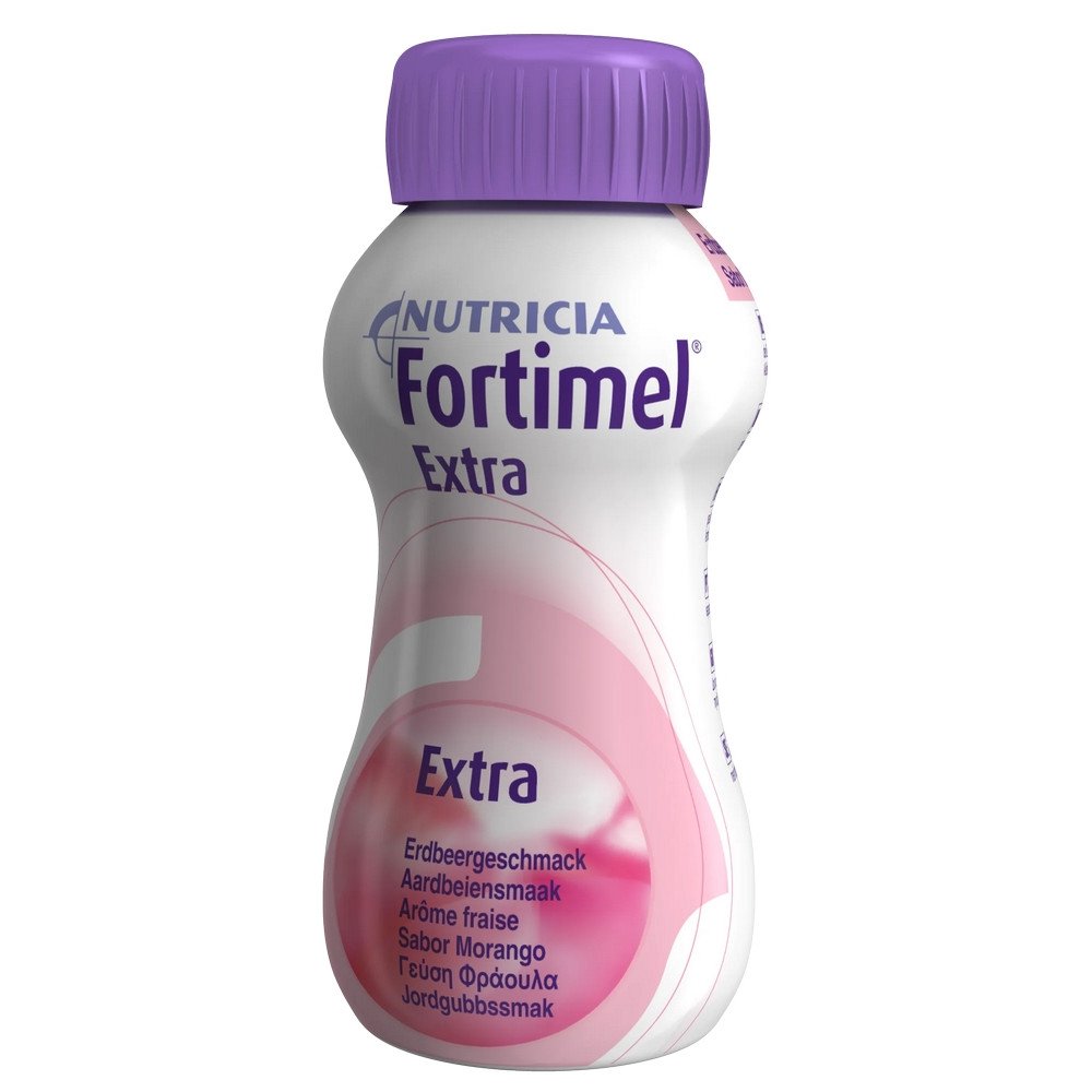 Nutricia Fortimel Extra Φράουλα Θρεπτικό Συμπλήρωμα Διατροφής σε Υγρή Μορφή Υψηλής Περιεκτικότητας σε Πρωτεϊνη, 4x200ml