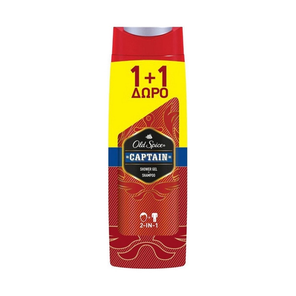 Old Spice Captain Shower Gel & Shampoo 2 in 1 1+1 Δώρο Αφρόλουτρο & Σαμπουάν για Άνδρες, 800ml