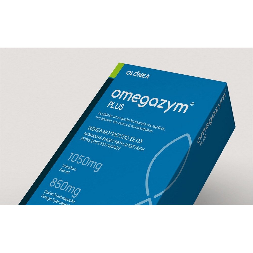 Olonea Omegazym Plus Omega 3 & Fish Oil, Συμπλήρωμα Διατροφής Με Ιχθυέλαιο & Ω3 Λιπαρά Οξέα, 30κάψουλες