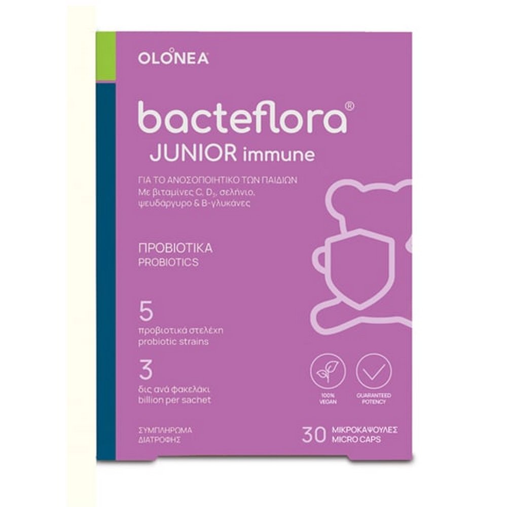 Olonea Bacteflora Junior Immune Συμπλήρωμα Διατροφής για Ενίσχυση του Ανοσοποιητικού, 30μικροκάψουλες