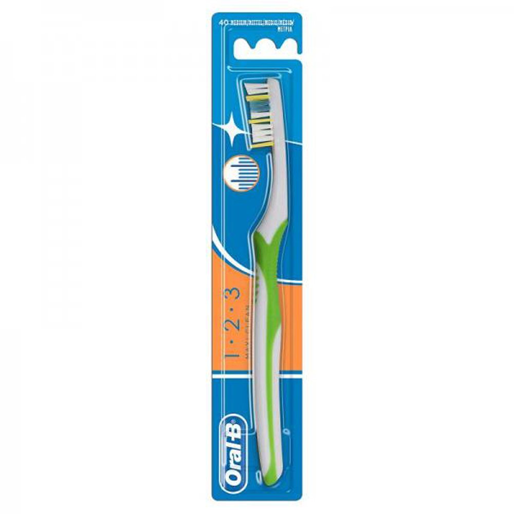 Oral-B Maxi clean 1-2-3 Χειροκίνητη Οδοντόβουρτσα 40 Μέτρια, Πράσινη, 1τμχ