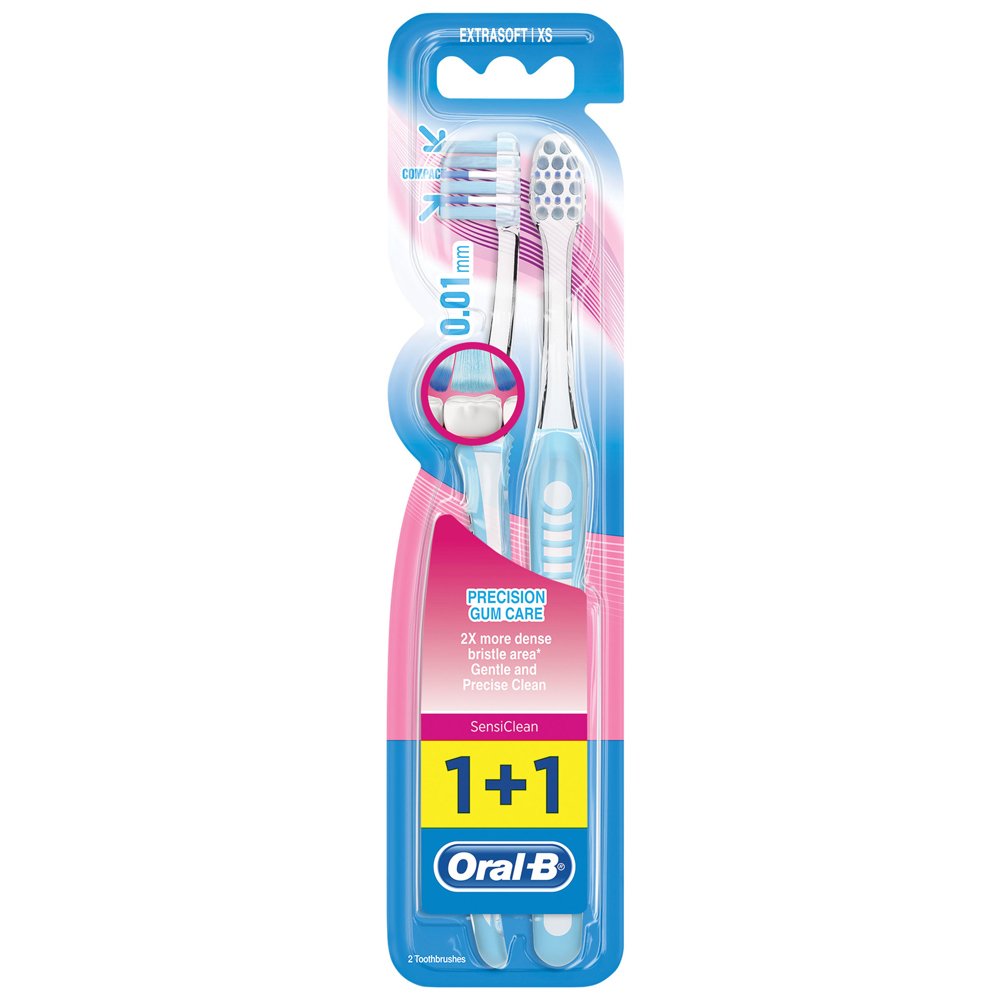 Oral-B SensiClean Precision Gum Care - Extra Soft, Χειροκίνητη Οδοντόβουρτσα Γαλάζιο, 2τμχ (1+1 Δώρο)