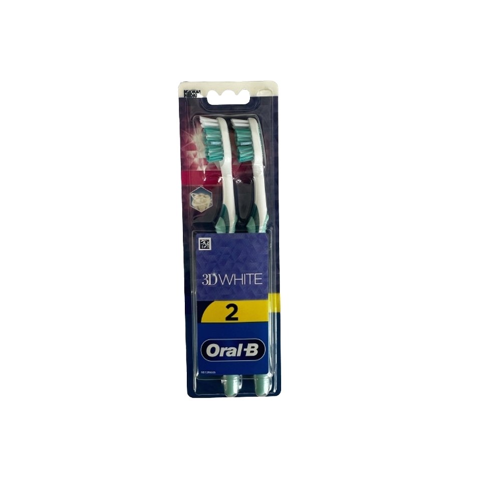 Oral-B 3D White Duo Medium Toothbrush Μέτρια Χειροκίνητη Οδοντόβουρτσα Τιρκουάζ, 2τμχ