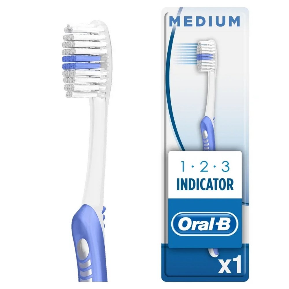 Oral-B 1-2-3 Indicator 40 Medium Χειροκίνητη Οδοντόβουρτσα Μέτρια Τιρκουάζ, 1τμχ