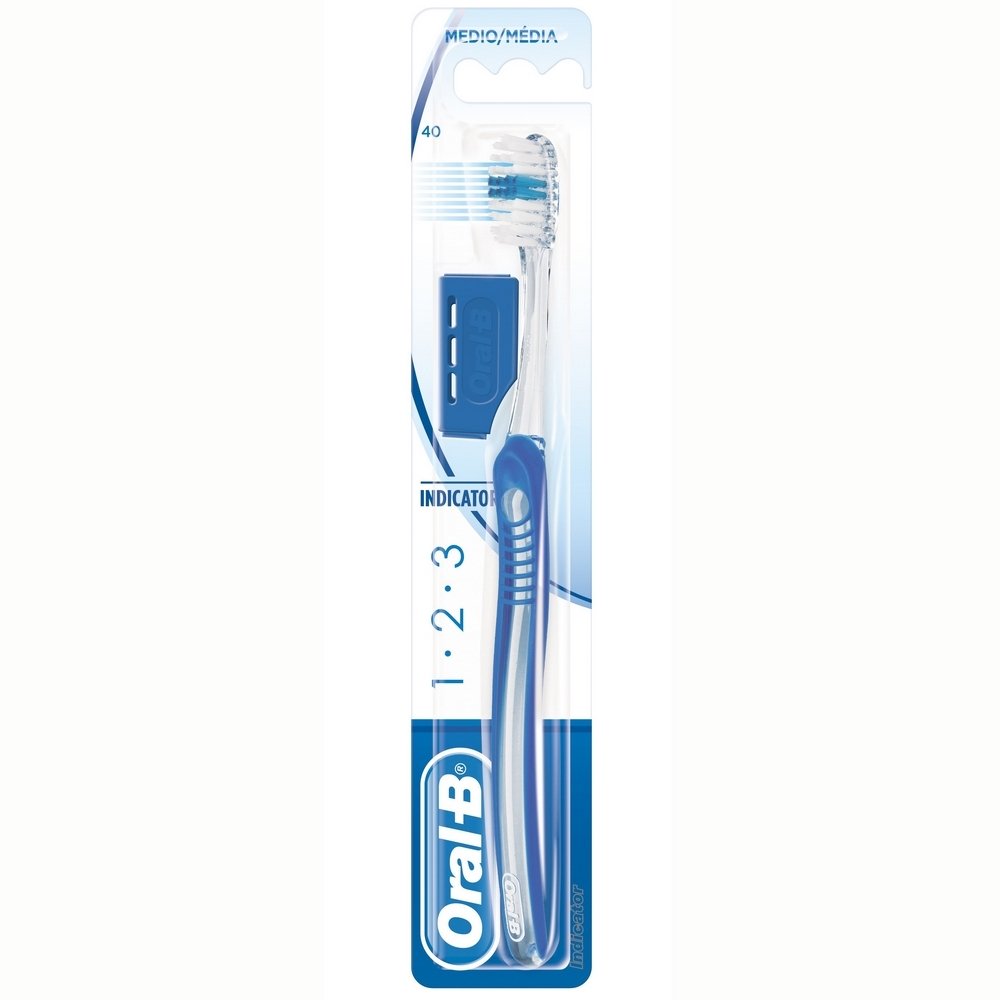 Oral-B 1-2-3 Indicator 40 Medium Χειροκίνητη Οδοντόβουρτσα Μέτρια Μπλε, 1τμχ