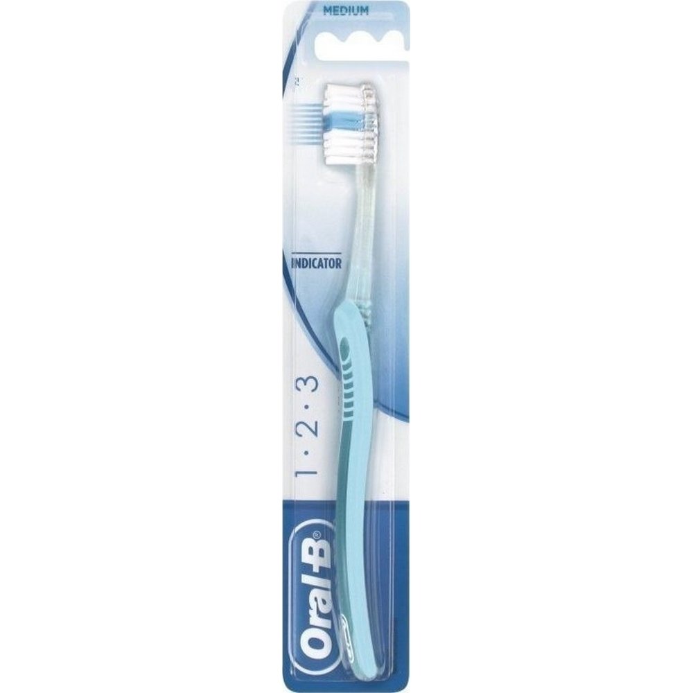 Oral-B 1-2-3 Indicator 40 Medium Χειροκίνητη Οδοντόβουρτσα Μέτρια Γαλάζια, 1τμχ