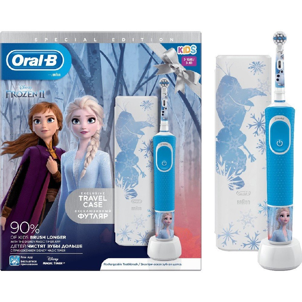 Oral B Special Edition Frozen 2 Kids 3+ Παιδική Επαναφορτιζόμενη Ηλεκτρική Οδοντόβουρτσα & Δώρο Θήκη Ταξιδίου