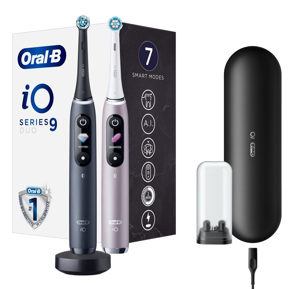 Oral-B iO Series 9 DUO Ηλεκτρικές Οδοντόβουρτσες Black & Rose Quartz, 2τμχ
