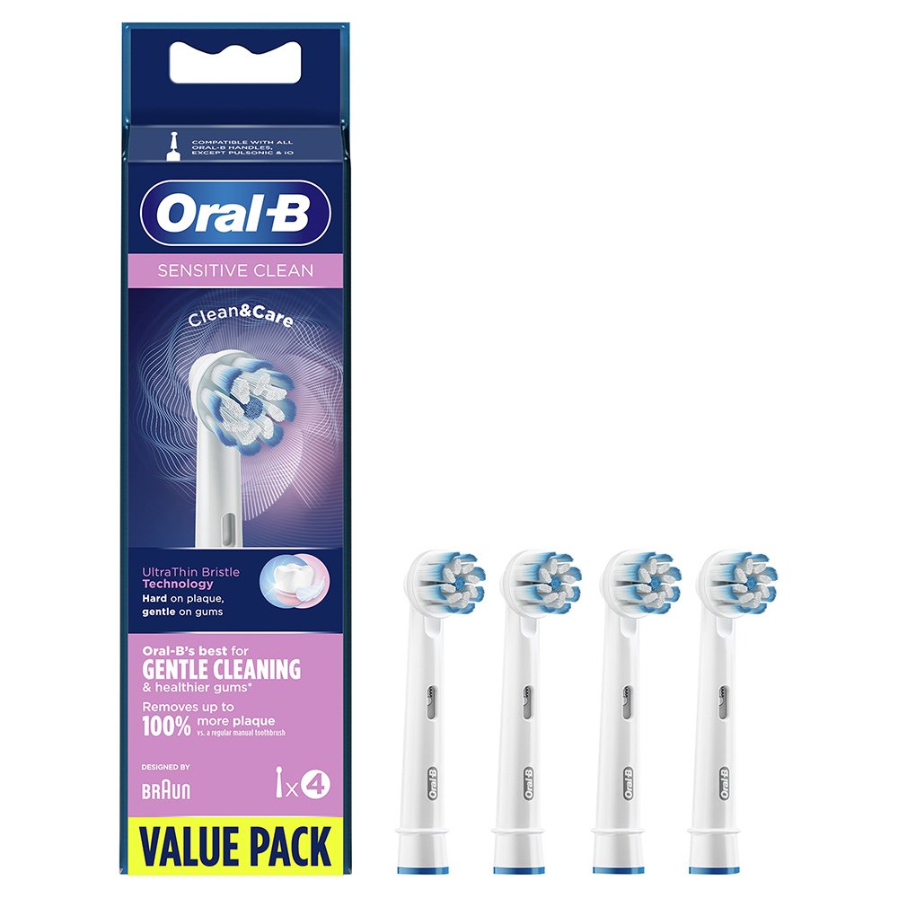 Oral-B Sensitive Clean & Care, Ανταλλακτικές Κεφαλές για Ευαίσθητα Δόντια, 4τμχ