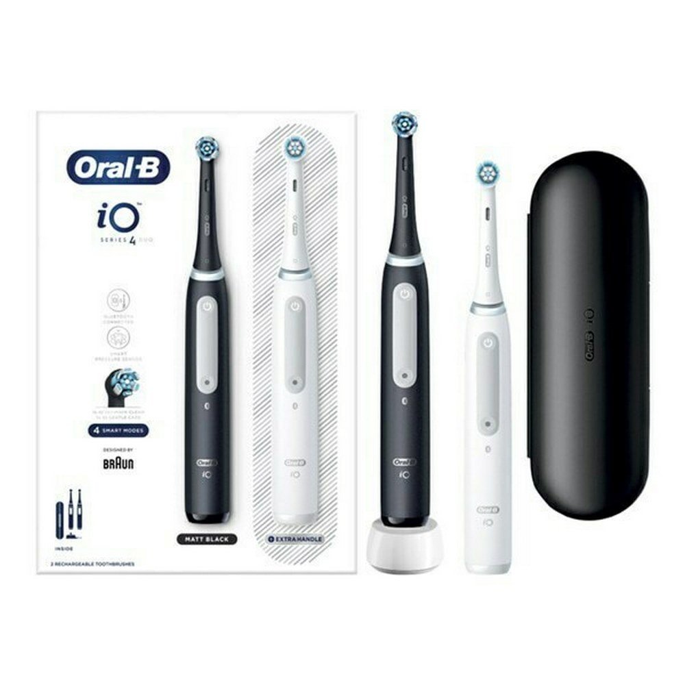 Oral-B iO Series 4 Duo Ηλεκτρική Οδοντόβουρτσα με Χρονομετρητή και Αισθητήρα Πίεσης Black & White, 2τμχ