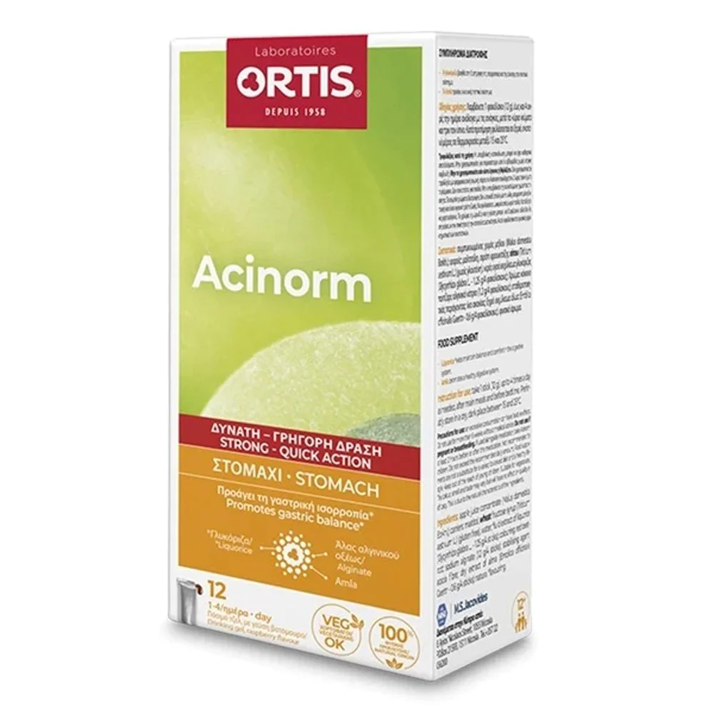 Ortis Acinorm Forte Gel Sticks Συμπλήρωμα Διατροφής Για Γαστρική Ισορροπία, 12τμχ Ortis Acinorm Forte Gel Sticks Συμπλήρωμα Διατροφής Για Γαστρική Ισορροπία, 12τμχ