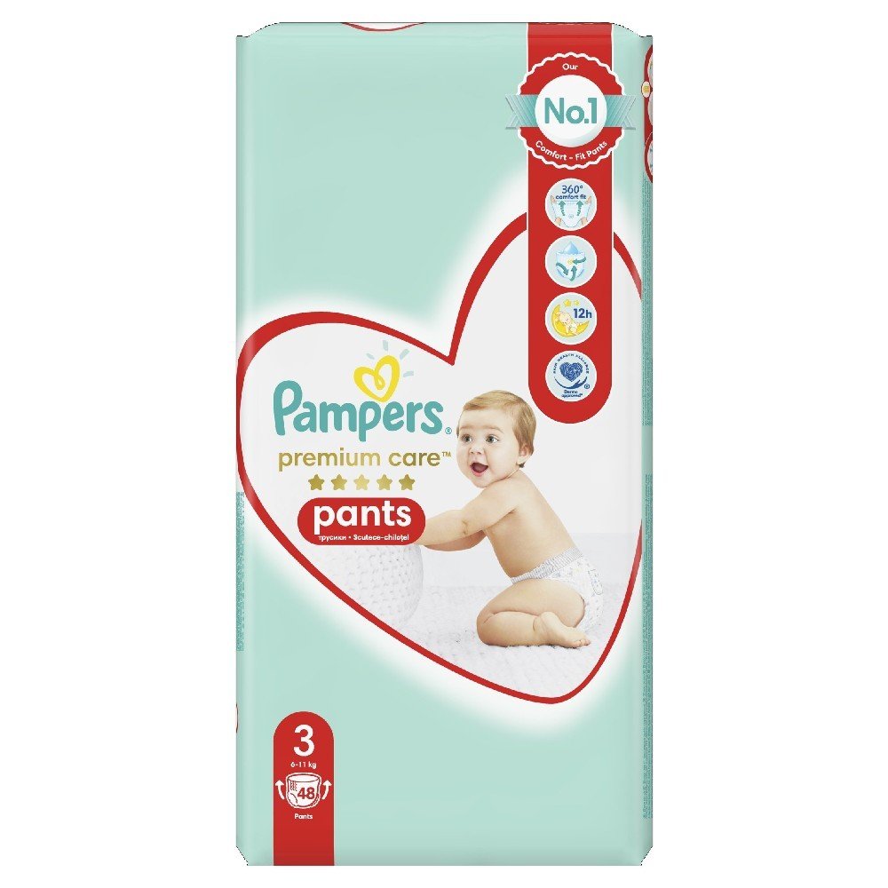 Pampers Premium Care Pants Πάνες Βρακάκια No 3 (6-11Kg), 48 τμχ