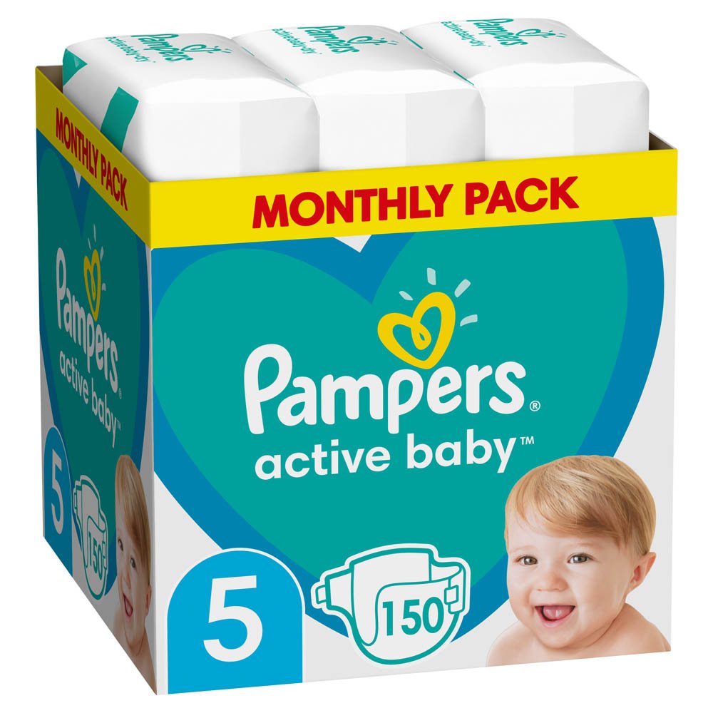Pampers Active Baby Monthly Pack No5 Βρεφικές Πάνες (11-16kg), 150 τμχ 