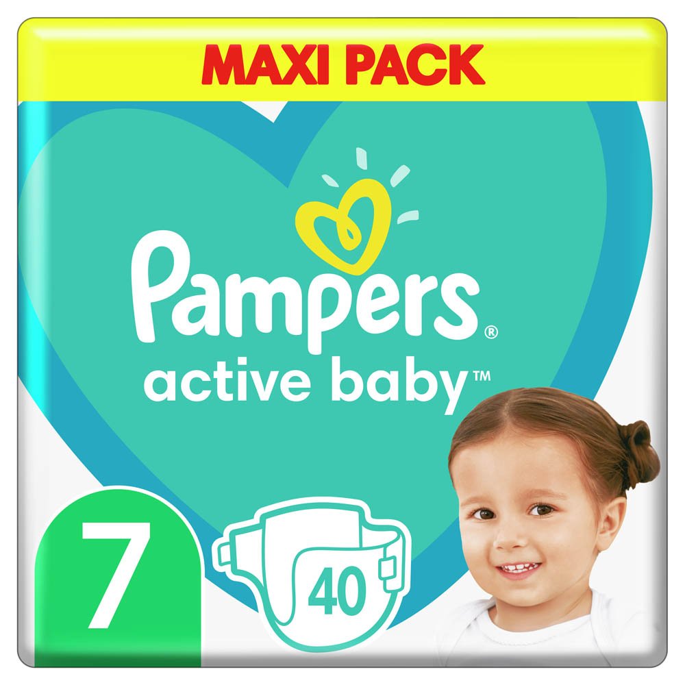 Pampers Active Baby Πάνες με Αυτοκόλλητο No 7 (15+kg), 40 τμχ