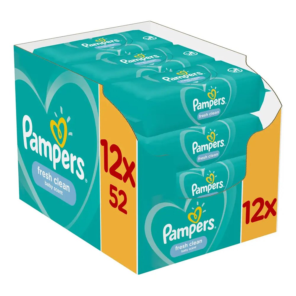 Pampers Fresh Clean Μωρομάντηλα, 12x52τμχ