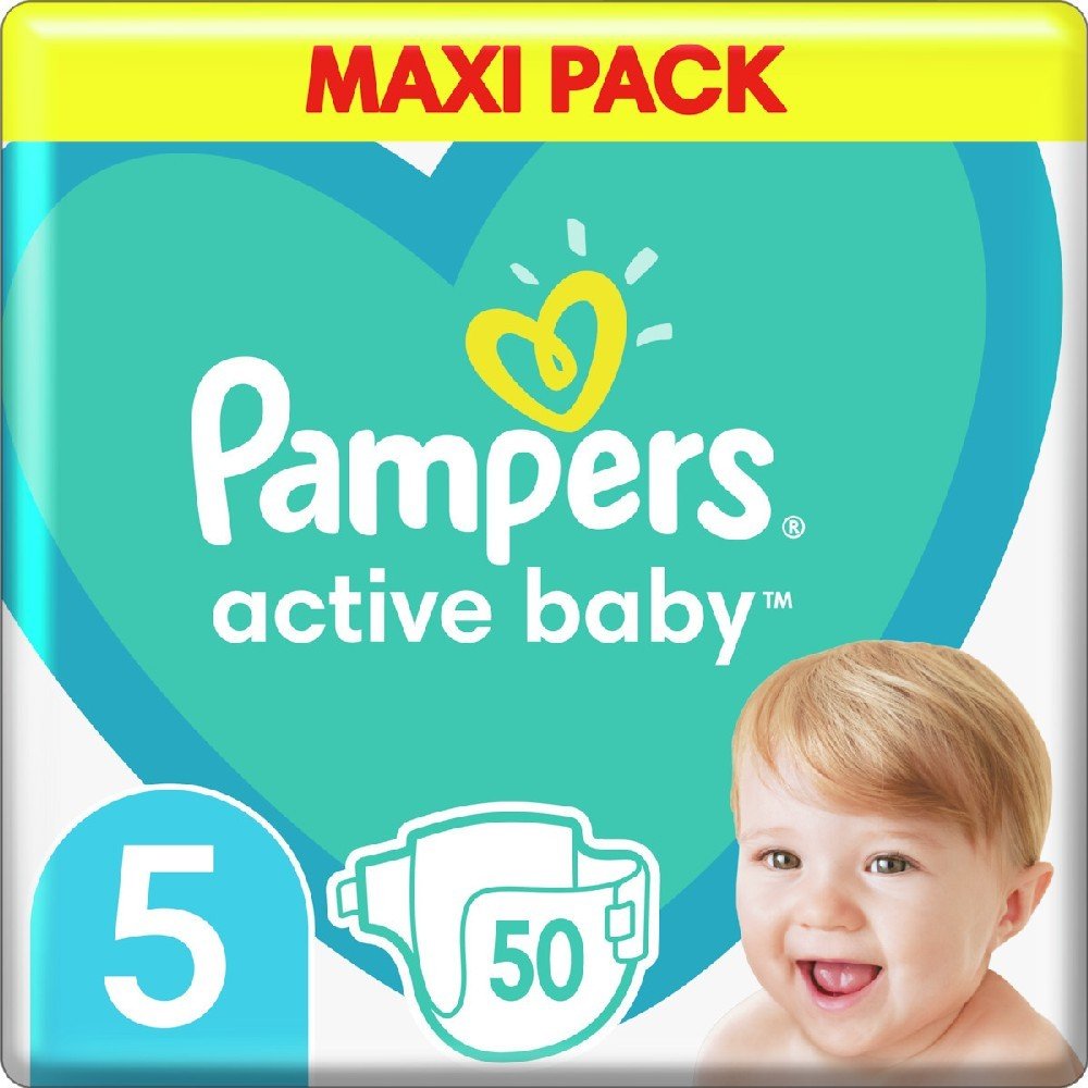 Pampers Active Baby Maxi Pack No 5 (11-16 kg) Βρεφικές Πάνες, 50 τμχ