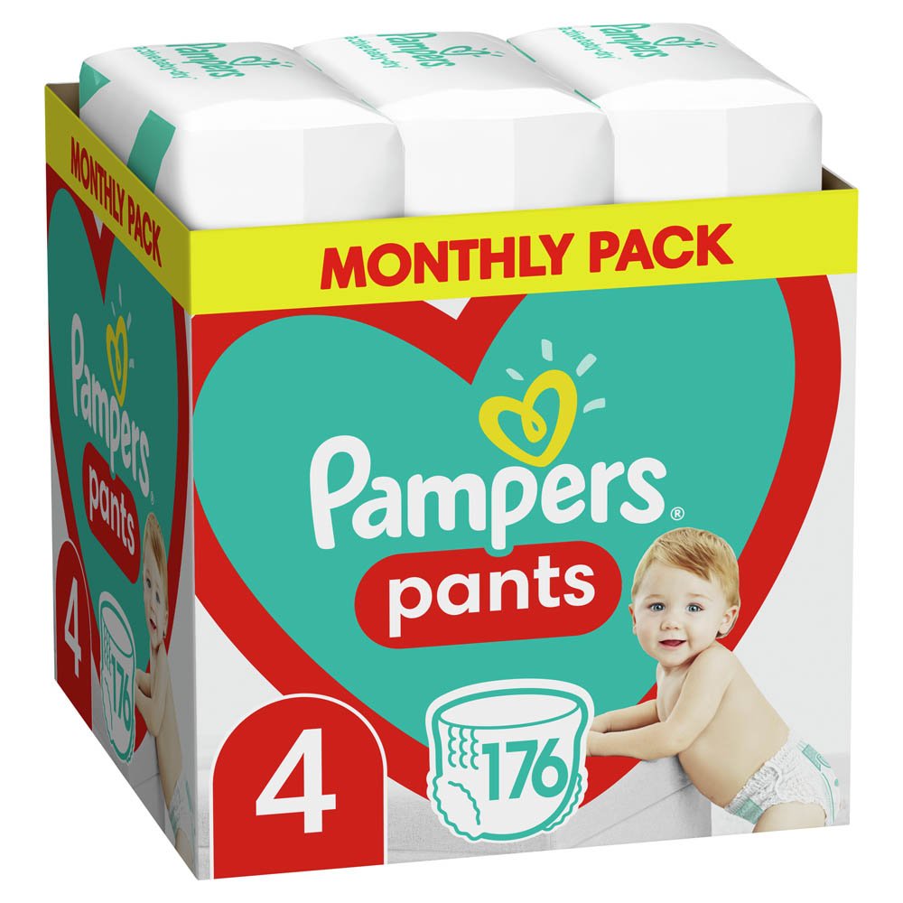 Pampers Pants No.4 Monthly Pack (9-15kg) Βρεφικές Πάνες Βρακάκι, 176τεμ