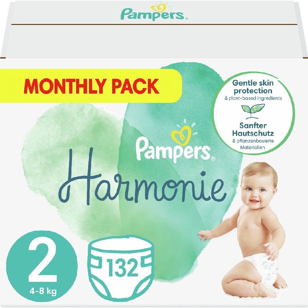 Pampers Harmonie Monthly Pack Μέγεθος 2 (4kg-8kg), 132 τμχ
